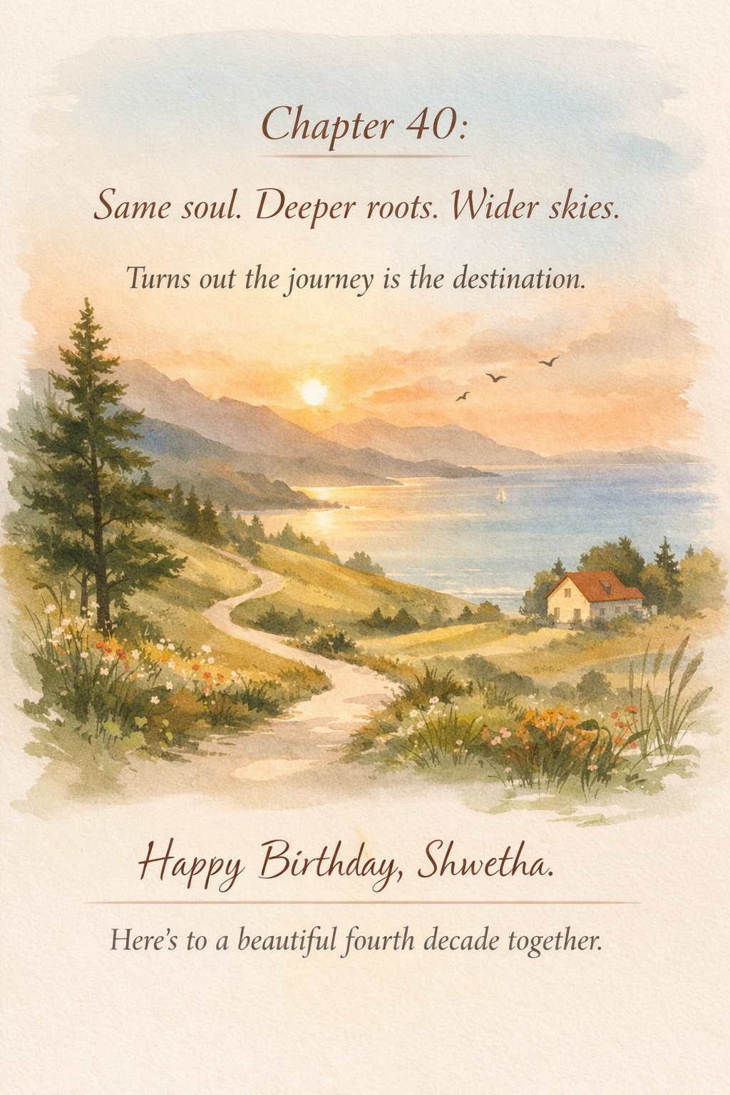 Chapter 40: Same soul. Deeper roots. Wider skies. Happy Birthday, Shwetha.